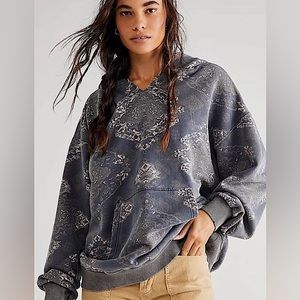 Free People We the Free "It’s A Vibe" Fleece Hoodie Pullover Sweatshirt Grey XS